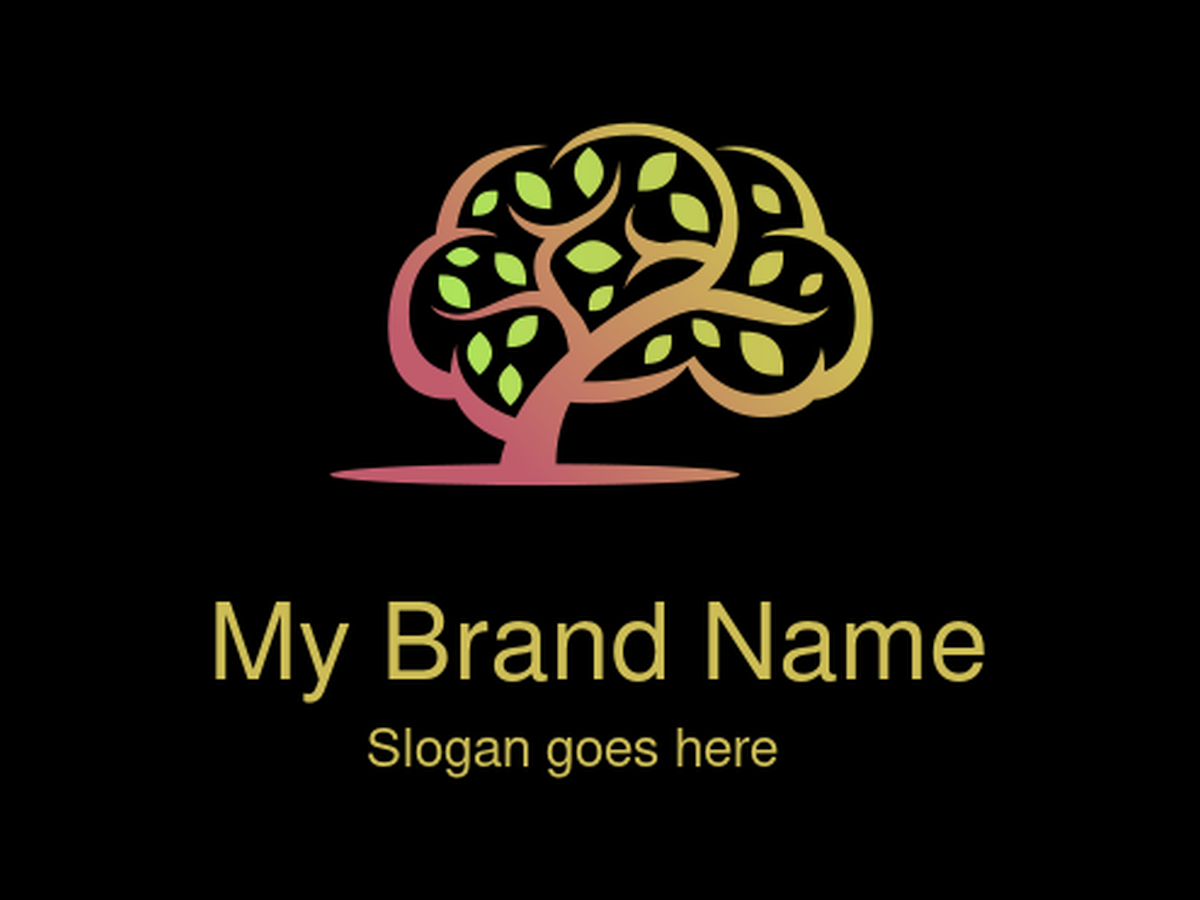 Abstract Tree with Brain Shape and Leaves Logo for Mind, Growth, and Intellectual Businesses